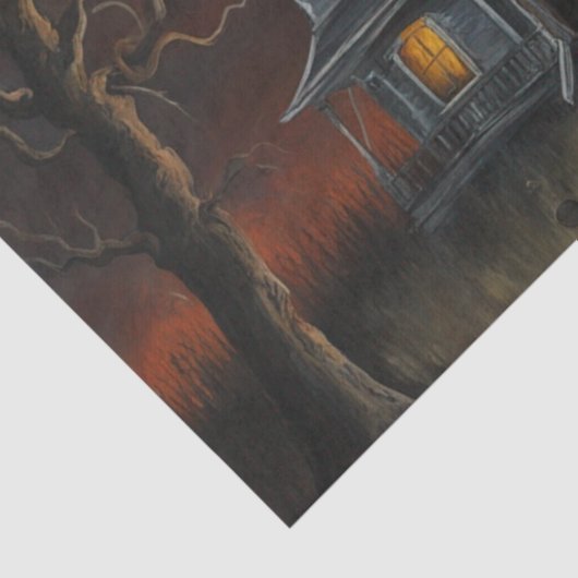 Eerie Abode: Haunted House Painting Decoupage Tissuepapier (Detail)