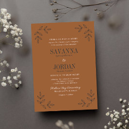 Eerie Autumn Halloween Terracotta Black Wedding Kaart