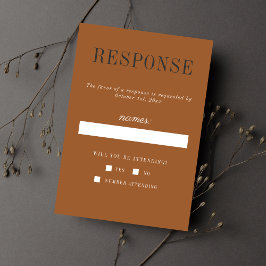 Eerie Autumn Halloween Terracotta Black Wedding RSVP Kaartje