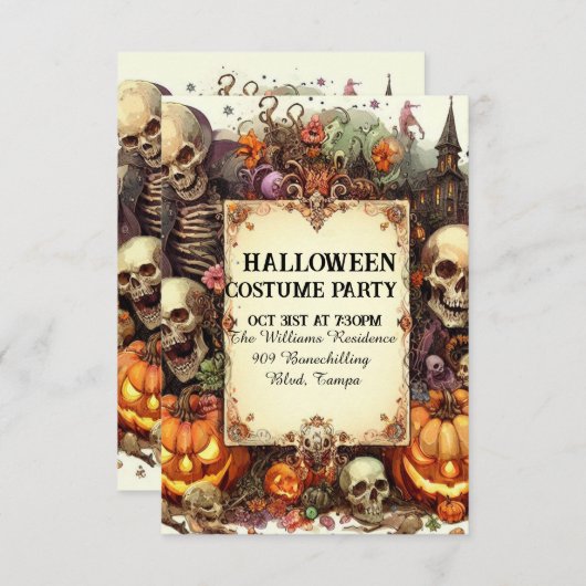 Eerie avond uitnodiging: Gepersonaliseerd Hallowee Kaart (Voorkant / Achterkant)