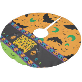 Eerie Bats en Moon Sinaasappel Groene Halloween Sk Kerstboom Rok