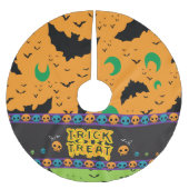 Eerie Bats en Moon Sinaasappel Groene Halloween Sk Kerstboom Rok (Voorkant)
