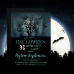 Eerie Bats Halloween 30th Birthday Party Kaart<br><div class="desc">Spooky moonlit nacht backlight van een boom omringd door het opwarmen van de 30ste uitnodiging van de Birthday Party.</div>