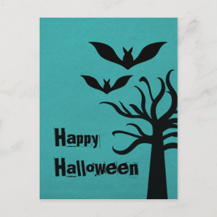Eerie Bats Halloween Briefkaart, Turquoise Briefkaart