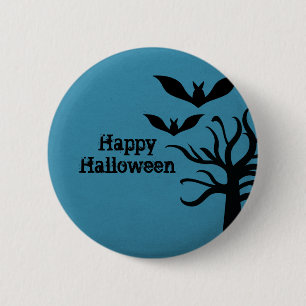 Eerie Bats Halloween Button, blauw Ronde Button 5,7 Cm
