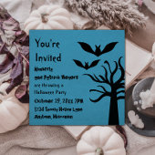 Eerie Bats Halloween Invite, Blue Kaart