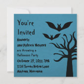 Eerie Bats Halloween Invite, Blue Kaart (Voorkant)
