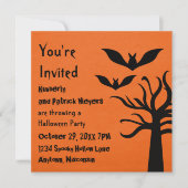 Eerie Bats Halloween Invite, Sinaasappel Kaart (Voorkant)