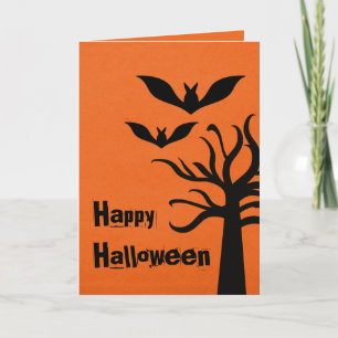 Eerie Bats Halloween Kaart, Oranje Kaart