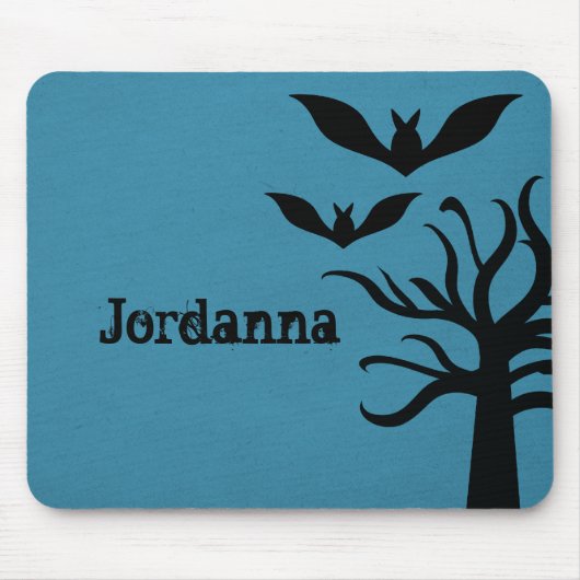 Eerie Bats Halloween Mousepad, Blue Muismat (Voorkant)