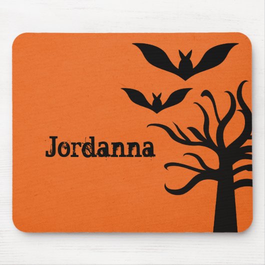 Eerie Bats Halloween Mousepad, Sinaasappel Muismat (Voorkant)