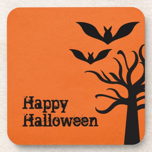 Eerie Bats Halloween Onderzetter Set, Oranje (Voorkant)