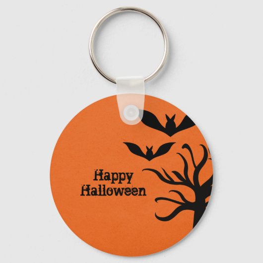 Eerie Bats Halloween Sleutelhanger, Oranje Sleutelhanger (Voorkant)