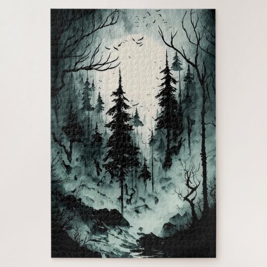 Eerie Black and White Forest Volults 1000 Piece Legpuzzel (Verticaal)