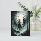 Eerie Black and White Ink Forest Briefkaart (Staand voorkant)