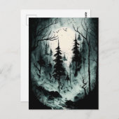 Eerie Black and White Ink Forest Briefkaart (Voorkant / Achterkant)