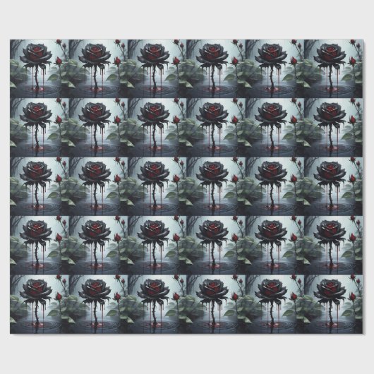 Eerie black rose  cadeaupapier (Vlak)