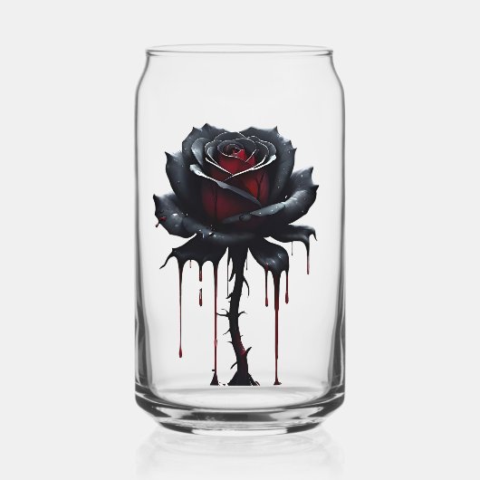 Eerie black rose can glass blikvorm glas (Voorkant)