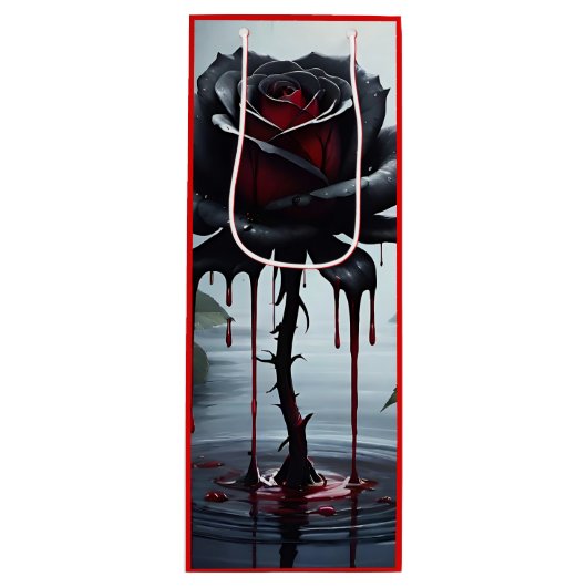 Eerie black rose red wijn cadeautas (Voorkant)