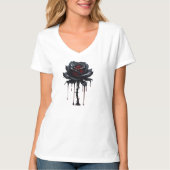Eerie black rose white t-shirt (Voorkant)