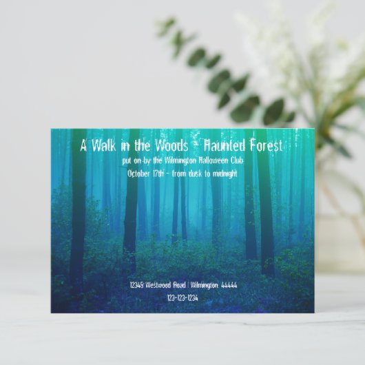 Eerie Blue Forest - 3x5 Uitnodiging voor spookbos (Staand voorkant)