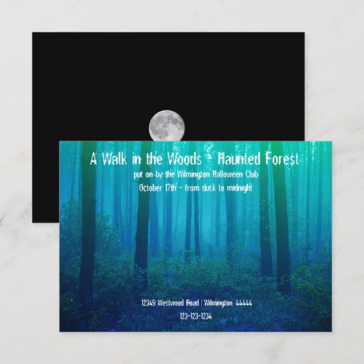 Eerie Blue Forest - 3x5 Uitnodiging voor spookbos (Voorkant / Achterkant)
