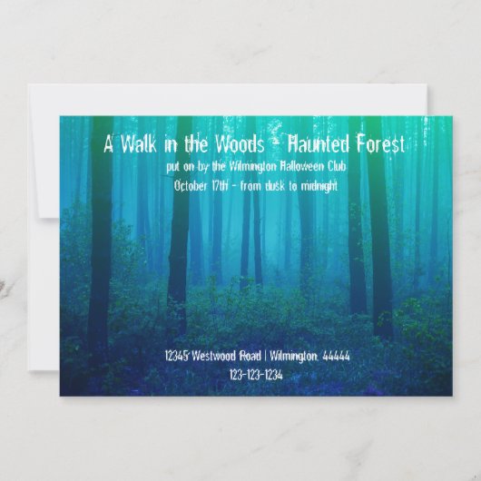 Eerie Blue Forest - Haunted Forest Invitation Kaart (Voorkant)
