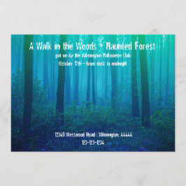 Eerie Blue Forest - Haunted Forest Invitation Kaart