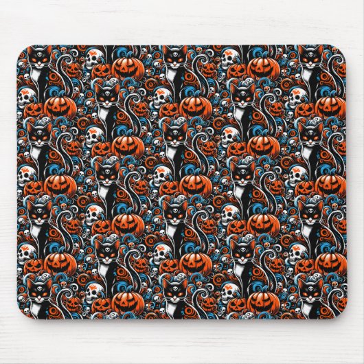 Eerie Cat Skulls Halloween Muismat (Voorkant)