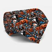 Eerie Cat Skulls Halloween Stropdas (Opgerold)
