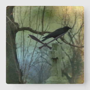 Eerie Crow Vierkante Klok