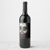 Eerie Doll Be Afraid Halloween Party Wijn Etiket (Voorkant)