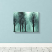Eerie Enchantment: maanlicht in een mistig bos Canvas Afdruk (Insitu (Houten vloer))