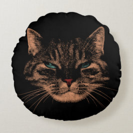 Eerie Eyes Cat Versteende Spint Halloween Cat Rond Kussen