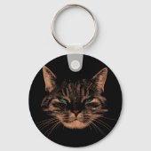 Eerie Eyes Cat Versteende Spint Halloween Cat Sleutelhanger (Voorkant)
