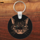 Eerie Eyes Cat Versteende Spint Halloween Cat Sleutelhanger (Voorkant)