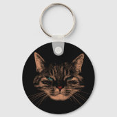 Eerie Eyes Cat Versteende Spint Halloween Cat Sleutelhanger (Achterkant)
