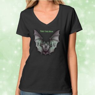 Eerie Flying Grey Bat Glowing Green T-shirt
