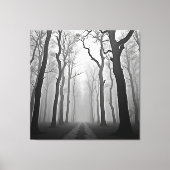 Eerie Foggy Forest Path Art Canvas Afdruk (Voorkant)