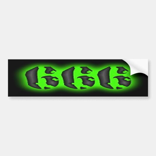 Eerie Ggloed Green 666 Bumpersticker (Voorkant)