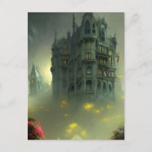Eerie Gothic Mansion Digital Art Briefkaart