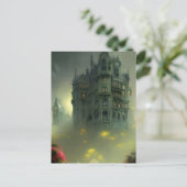 Eerie Gothic Mansion Digital Art Briefkaart (Staand voorkant)