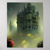 Eerie Gothic Mansion Digital Art Poster (Voorkant)