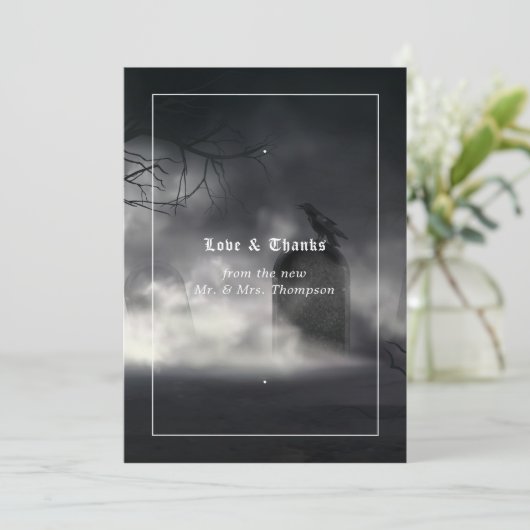 Eerie Gothic Wedding Bedankkaart (Staand voorkant)