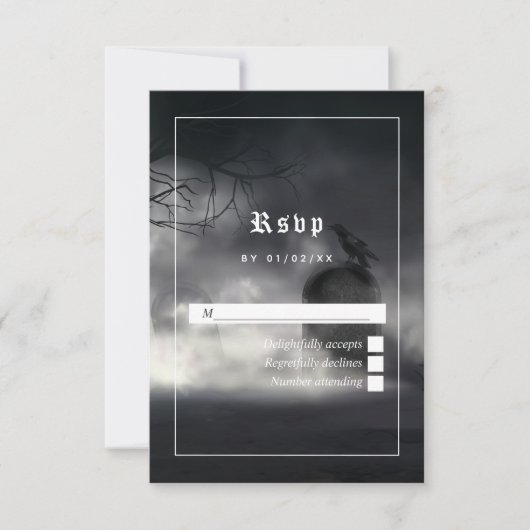 Eerie Gothic Wedding RSVP-kaart RSVP Kaartje (Voorkant)