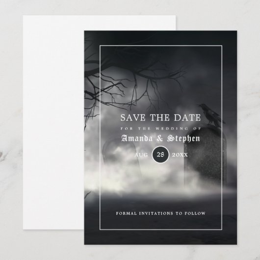 Eerie Gothic Wedding Save the Date (Voorkant / Achterkant)