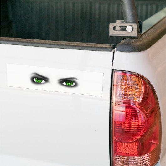 Eerie Green Eyes Bumpersticker (Op Truck)