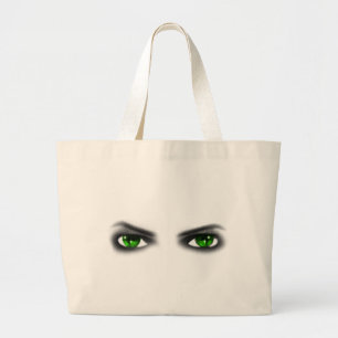 Eerie Green Eyes Grote Tote Bag