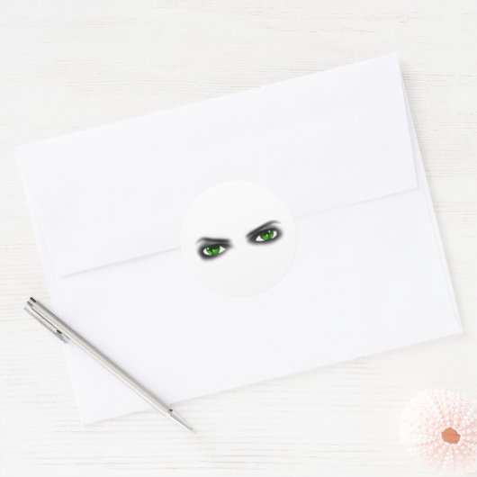Eerie Green Eyes Ronde Sticker (Envelop)