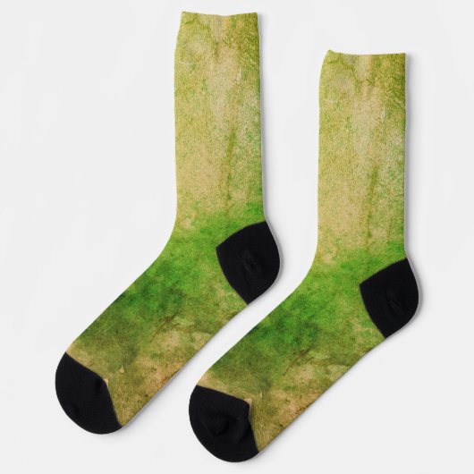 Eerie Groen Geel Abstract Design Waterverf look Sokken (Links)